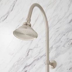 Signature Hardware Exposed Shower System with Shower Head and Handshower -Signature Hardware Shop 304383 exposed pipe shower brushed nickel detail shower head