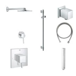 Grohe SmartControl Shower System with Valve Trim, Hand Shower, Shower Head, Wall Supply Elbow, Hand Shower Hose, Slide Bar, Diverter Trim, and Shower Valves