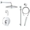 Grohe Defined Pressure Balanced Shower System with Shower Head, Shower Arm, Hand Shower, and Hose - Valve Included