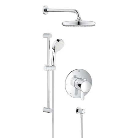 Grohe Europlus Shower Trim Package with Single Function Rain Shower Head, Hand Shower, Shower Arm, Flange and 24" Slide Bar 2 Grohe Europlus Shower Trim Package with Single Function Rain Shower Head, Hand Shower, Shower Arm, Flange and 24" Slide Bar