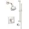 Grohe Eurocube Pressure Balanced Shower System with Multi-Function Shower Head, Handshower, Slide Bar, Wall Supply, Integrated Diverter and Volume Control - Rough-In Valve Included -Signature Hardware Shop grohe gss eurocube dpb 03 000 80
