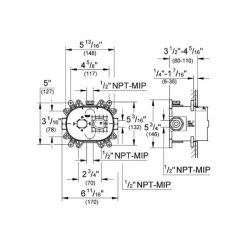 Grohe Eurocube Pressure Balanced Shower System with Multi-Function Shower Head, Handshower, Slide Bar, Wall Supply, Integrated Diverter and Volume Control - Rough-In Valve Included -Signature Hardware Shop grohe gss eurocube dpb 03 rough in valve dimensional drawing 373