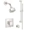 Grohe Eurocube Thermostatic Shower System with Multi-Function Shower Head, Handshower, Slide Bar, Wall Supply, Integrated Diverter and Volume Control - Rough-In Valve Included -Signature Hardware Shop grohe gss eurocube dth 03 000 91