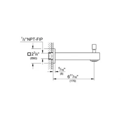 Signature Hardware Shop -Signature Hardware Shop grohe gss eurocube dth 06 tub spout dimensional drawing 7