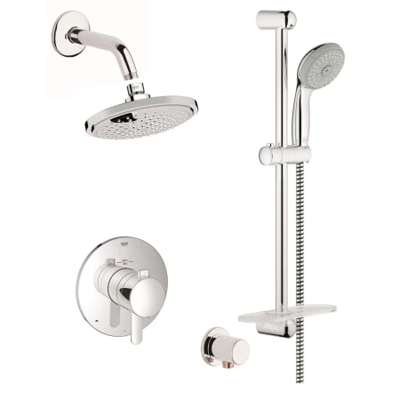 Grohe Europlus Thermostatic Shower System with Rain Shower Head, Handshower, Slide Bar, Wall Supply, Integrated Diverter and Volume Control - Rough-In Valve Included 3 Grohe Europlus Thermostatic Shower System with Rain Shower Head, Handshower, Slide Bar, Wall Supply, Integrated Diverter and Volume Control - Rough-In Valve Included