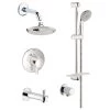 Grohe Europlus Thermostatic Shower System with Rain Shower Head, Handshower, Slide Bar, Wall Supply, Tub Spout, Integrated Diverter and Volume Control - Rough-In Valve Included 2 Grohe Europlus Thermostatic Shower System with Rain Shower Head, Handshower, Slide Bar, Wall Supply, Tub Spout, Integrated Diverter and Volume Control - Rough-In Valve Included -Signature Hardware Shop grohe gss europlus dth 06 000 13