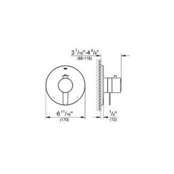 Grohe Europlus Thermostatic Shower System with Rain Shower Head, Handshower, Slide Bar, Wall Supply, Tub Spout, Integrated Diverter and Volume Control - Rough-In Valve Included -Signature Hardware Shop grohe gss europlus dth 06 valve trim dimensional drawing 15