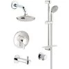 Grohe Europlus Pressure Balanced Shower System with Rain Shower Head, Handshower, Slide Bar, Wall Supply, Tub Spout, Integrated Diverter and Volume Control - Rough-In Valve Included 1 Grohe Europlus Pressure Balanced Shower System with Rain Shower Head, Handshower, Slide Bar, Wall Supply, Tub Spout, Integrated Diverter and Volume Control - Rough-In Valve Included -Signature Hardware Shop grohe gss europlus tpb 06 000 1697657