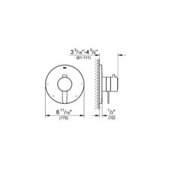 Grohe Europlus Pressure Balanced Shower System with Rain Shower Head, Handshower, Slide Bar, Wall Supply, Tub Spout, Integrated Diverter and Volume Control - Rough-In Valve Included -Signature Hardware Shop grohe gss europlus tpb 06 valve trim dimensional drawing 79