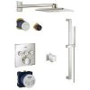 Grohe Thermostatic Shower System with Rain Shower Head, Hand Shower, Slide Bar, Shower Arm, Hose, Wall Supply, and Valve Trim -Signature Hardware Shop grohe gss grohtherm 2 6141779