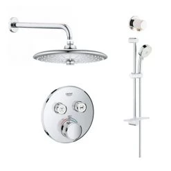 Grohe SmartControl Shower System with Shower Head, Hand Shower, Shower Arm, Wall Supply Elbow, Valve Trim, and Rough In