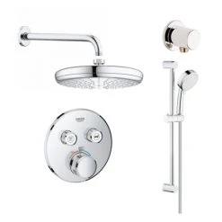 Grohe SmartControl Shower System with Hand Shower, Shower Head, Shower Arm, Wall Supply Elbow, Valve Trim, and Rough In