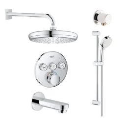 Grohe SmartControl Shower System with Tub Spout, Hand Shower, Shower Head, Shower Arm, Wall Supply Elbow, Valve Trim, and Rough In