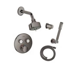 Grohe Grohtherm Thermostatic Shower System with Shower Head, Hand Shower, Shower Arm, and Hose - Valve Included