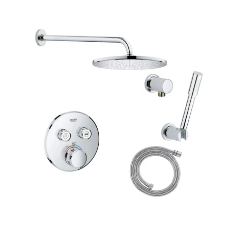Grohe Grohtherm Thermostatic Shower System with Rain Shower Head, Hand Shower, Shower Arm, and Hose - Valve Included 3 Grohe Grohtherm Thermostatic Shower System with Rain Shower Head, Hand Shower, Shower Arm, and Hose - Valve Included