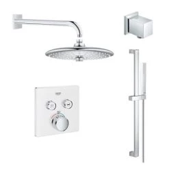 Grohe SmartControl Shower System with Shower Head, Shower Arm, Wall Supply Elbow, Hand Shower, Valve Trim, and Rough In