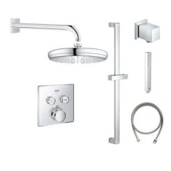 Grohe SmartControl Shower System with Shower Head, Shower Arm, Wall Supply Elbow, Slide Bar, Hand Shower Hose, Valve Trim, and Rough In