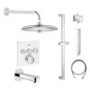 Grohe SmartControl Shower System with Tub Spout, Shower Head, Shower Arm, Wall Supply Elbow, Slide Bar, Hand Shower Hose, Valve Trim, and Rough In 1 Grohe SmartControl Shower System with Tub Spout, Shower Head, Shower Arm, Wall Supply Elbow, Slide Bar, Hand Shower Hose, Valve Trim, and Rough In -Signature Hardware Shop grohe gss grohtherm sq 08 lsa 7109186