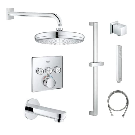 Grohe SmartControl Shower System with Tub Spout, Shower Head, Shower Arm, Wall Supply Elbow, Slide Bar, Hand Shower, Hand Shower Hose, Valve Trim, and Rough In 3 Grohe SmartControl Shower System with Tub Spout, Shower Head, Shower Arm, Wall Supply Elbow, Slide Bar, Hand Shower, Hand Shower Hose, Valve Trim, and Rough In