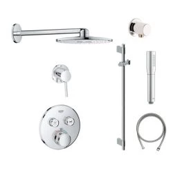 Grohe SmartControl Shower System with Hand Shower, Shower Head, Hand Shower Hose, Wall Supply Elbow, Slide Bar, Diverter Trim, Valve Trim, and Rough In