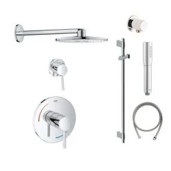 Grohe SmartControl Shower System with Hand Shower, Shower Head, Hand Shower Hose, Wall Supply Elbow, Slide Bar, Valve Trim, Diverter Trim, and Shower Valves