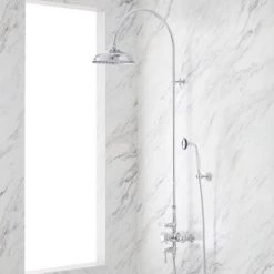 Signature Hardware Oxford Thermostatic Shower System with Rain Shower Head, Hand Shower - Rough In Included