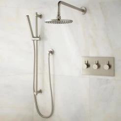 Signature Hardware Tosca Thermostatic Shower System with Rainfall Shower Head and Hand Shower - Rough In Included