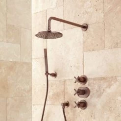 Signature Hardware Callas Thermostatic Shower System with Rainfall Shower Head and Hand Shower - Rough In Included
