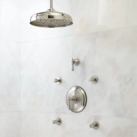 Signature Hardware Glenly Pressure Balanced Shower System with 12" Rain Shower Head and 4 Body Sprays - Rough In Included 3 Signature Hardware Glenly Pressure Balanced Shower System with 12" Rain Shower Head and 4 Body Sprays - Rough In Included