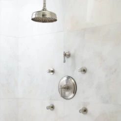 Signature Hardware Glenly Pressure Balanced Shower System with 8" Rain Shower Head and 4 Body Sprays - Rough In Included