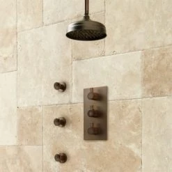 Signature Hardware Isola Thermostatic Shower System with 10" Rain Shower Head and 3 Body Sprays - Rough In Included