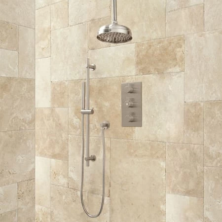 Signature Hardware Isola Thermostatic Shower System with 6" Rain Shower Head and Hand Shower - Rough In Included 3 Signature Hardware Isola Thermostatic Shower System with 6" Rain Shower Head and Hand Shower - Rough In Included