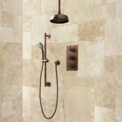 Signature Hardware Isola Thermostatic Shower System with 14" Rain Shower Head and Hand Shower - Rough In Included