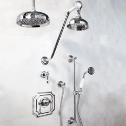 Signature Hardware Vintage Pressure Balanced Shower System with 12" Rain Shower Head and Hand Shower - Rough In Included