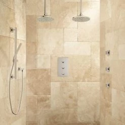 Signature Hardware Labelle Thermostatic Shower System with 12" Rain Shower Head and Hand Shower - Rough In Included