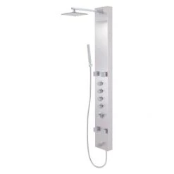 Signature Hardware Shelton Thermostatic Stainless Steel Shower Panel with Hand Shower, Four Bodysprays, and Tub Spout