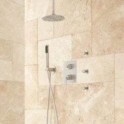 Signature Hardware Trimble Pressure Balanced Shower System with 8" Rain Shower Head, Hand Shower, and 3 Body Sprays - Rough In Included