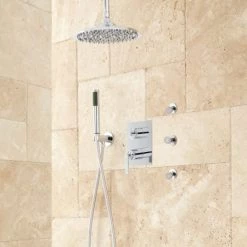 Signature Hardware Trimble Pressure Balanced Shower System with 10" Rain Shower Head, Hand Shower, and 3 Body Sprays - Rough In Included