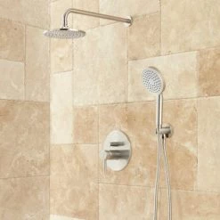 Signature Hardware Lattimore Shower System with Rainfall Shower Head and Hand Shower - Rough In Included