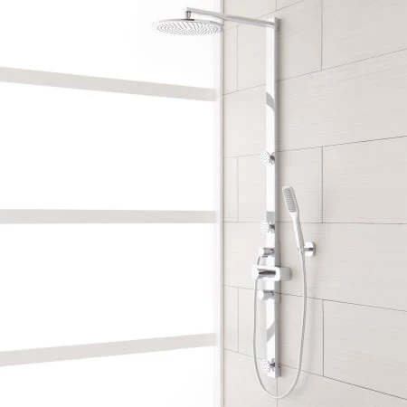 Signature Hardware Correia Thermostatic Shower Panel with Rain Shower Head, Hand Shower, Hose, and 3 Body Sprays - Rough In Included 3 Signature Hardware Correia Thermostatic Shower Panel with Rain Shower Head, Hand Shower, Hose, and 3 Body Sprays - Rough In Included
