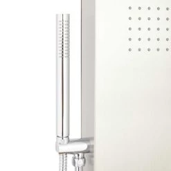 Signature Hardware Dalton Stainless Steel Thermostatic Outdoor Shower Panel with Shower Head, Hand Shower, Bodysprays and Bamboo Tray -Signature Hardware Shop signature hardware 417701 hand shower detail 188