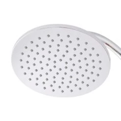 Signature Hardware Newman Thermostatic Outdoor Shower Panel with Shower Head, Hand Shower, Bodysprays and Bamboo Tray -Signature Hardware Shop signature hardware 417702 shower head detail 166