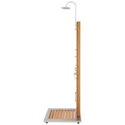 Signature Hardware Newman Thermostatic Outdoor Shower Panel with Shower Head, Hand Shower, Bodysprays and Bamboo Tray -Signature Hardware Shop signature hardware 417702 side 95