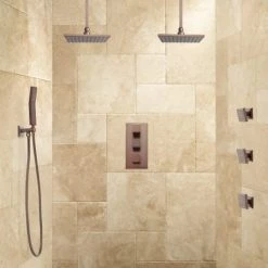 Signature Hardware Ryle Thermostatic Shower System with 7-3/4" Rain Shower Head, Hand Shower, and 3 Body Sprays - Rough In Included