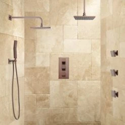 Signature Hardware Ryle Thermostatic Shower System with 7-3/4" Rain Shower Head, Hand Shower, and 3 Body Sprays - Rough In Included