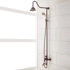 Signature Hardware Dolwick Exposed Shower System with Rain Shower Head, Hand Shower, and Hose - Rough In Included