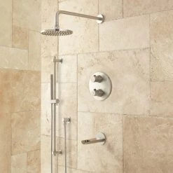 Signature Hardware Pagosa Thermostatic Shower System with 7-1/2" Shower Head and Hand Shower - Rough In Included