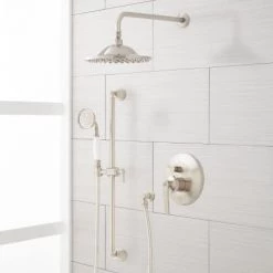 Signature Hardware Cooper Pressure Balanced Shower System with 12" Rain Shower Head and Hand Shower - Rough In Included