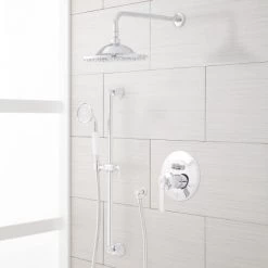 Signature Hardware Cooper Pressure Balanced Shower System with 10" Rain Shower Head and Hand Shower - Rough In Included