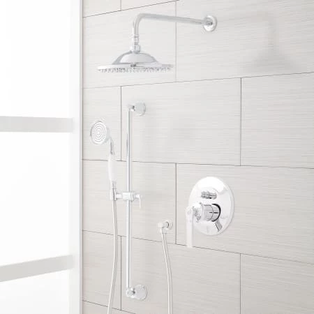 Signature Hardware Cooper Pressure Balanced Shower System with 10" Rain Shower Head and Hand Shower - Rough In Included 3 Signature Hardware Cooper Pressure Balanced Shower System with 10" Rain Shower Head and Hand Shower - Rough In Included